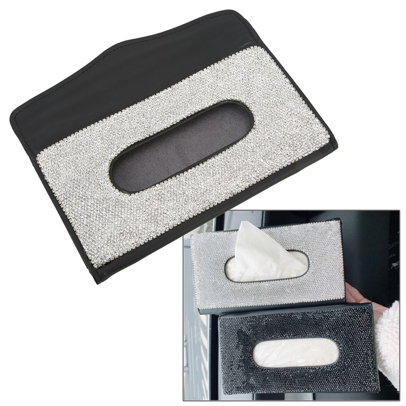 Rhinestone Sun Visor Tissue Box Bling Napkin Storage Holder Universal