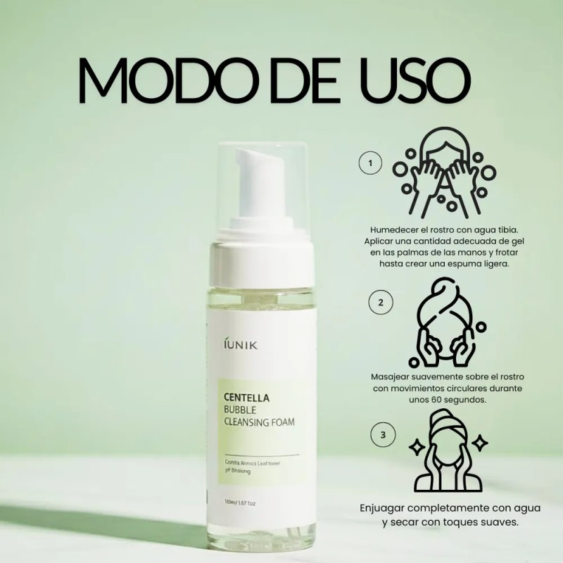 iUNIK Centella Bubble Cleansing Foam 150ml Limpiador Facial Coreano Espuma