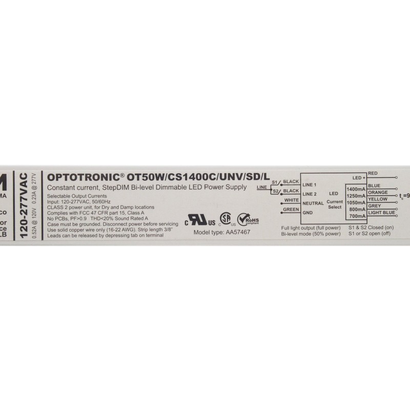 Osram OT50W/CS1400C/UNV/SD/L Constant Current Step-Dimmable LED Driver, 21-50VDC