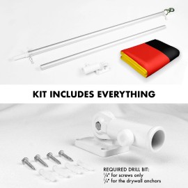 UD_G128 Combo Pack: 6 Feet Tangle Free Spinning Flagpole (Silver) Germany German Flag 3x5 ft Printed 150D Brass Grommets (Flag I