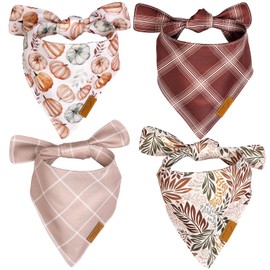 Remy+Roo Bandanas para perro – Paquete de 4 | Juego de ámbar | Tela duradera de alta calidad | Forma única | Ajuste ajustable | Múltiples tamaños disponibles (grande)