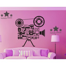 Heaven Decors Retro Video Shooting Camera Black Home Decor Wall Sticker Size(59 61) cm