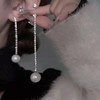 Long Tassel Pearl Dangle Earrings Dainty Rhinestone Tassel Earrings Pearl