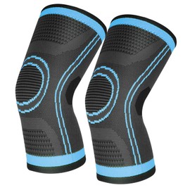 Knee Support Pack of 2 Compression Knee Support for Men Women Non-Slip Breathable Knee Brace for Arthritis, Meniscus Tear, ACL, Tendonitis, Running, Squats, Sports (Blue, M)