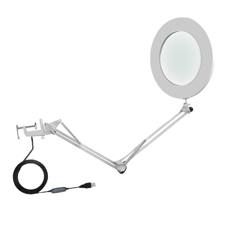 10X Magnifying Glass with LED Light Flexible Arm Brightness Adjustable