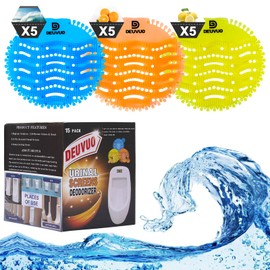 Deuvuo Urinal Strainer with Fragrance, Pack of 15 Urinal Strainer Deodoriser Blocks 3D Waves Anti Splash Odour Protection for Toilets, Bathrooms, Office Hotels Long-Lasting Fragrance