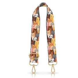 DANHRO Wide Purse Strap Replacement Crossbody Handbag Shoulder Strap Adjustable Bag Straps Replacement (Luxury Cute Cats II)