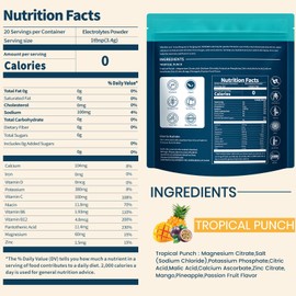 Sooergy Electrolytes Powder Packets Sugar Free Hydration Packets, Liquid Daily IV Electrolyte Drink Mix for Rehydration with Electrolytes, Vitamins, 0 Calorie, Tropical Punch Flavor 20 Sticks