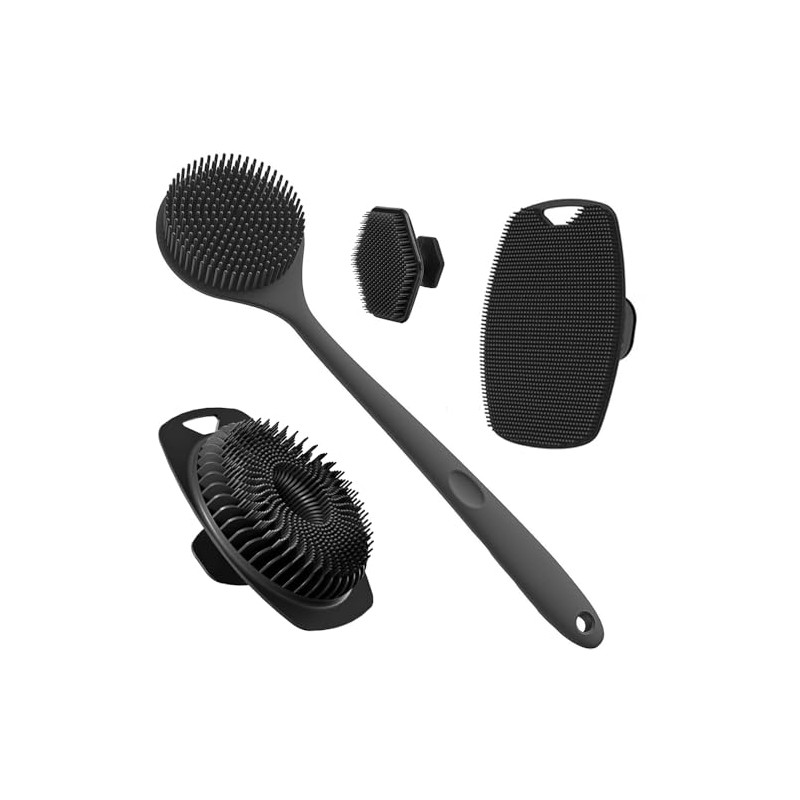Juego de 4 Cepillos de Silicona para Baño, Incluye Cepillo