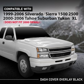 G-PLUS Dash Cover Skin Cap Overlay,Compatible with Chevy Avalanche/Suburban/Tahoe 2000-2006 Chevy Silverado/GMC Sierra 1999-2007 GMC Yukon/XL 2000-2006 Black