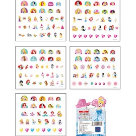 Feifei’S Bow 5 Sheets Toddlers Princess Elsa Minnie Kids Girls Nail Stickers Earring Stickers Art Decal Party Bag Fillers Decor for Kids Girls Birthday Gift (Princess Nail Stickers)