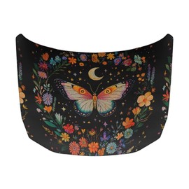 Pxtubomyo Butterfly Print Snowproof Universal Car Hood Cover, Suitable for Most Cars, Trucks, Pickup, Sports Cars; Full Hood Coverage; Waterproof; Universal Fit