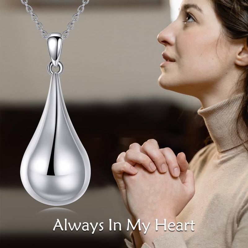 YFN 925 Sterling Silver Teardrop Urn Necklace - Memorial Keepsake