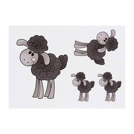 4 x 'Happy Sheep' Temporary Tattoos - Water Resistant, Skin-Safe, Non-Toxic Transfers, Mixed Sizes (TO00038837)