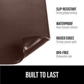 GORILLA GRIP Silicone Coffee Mat, 15x23, Espresso Drink Bar Station Accessories, Waterproof Heat-Resistant Dish Drying Mats, Stay in Place on Kitchen Counter, Home Kitchen Decor Essentials, Brown