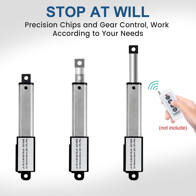 DC HOUSE Mini Electric Linear Actuator Stroke 4"–Force 4.5 lbs–12V