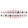 White Press on Nails Coffin Fake Nails with Designs Glossy