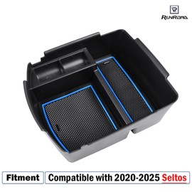 RUNROAD Center Console Organizer Tray Compatible with 2020 2021 2022 2023 2024 2025 Kia Seltos Accessories, ABS Insert Tray Secondary Storage Box Holder Blue
