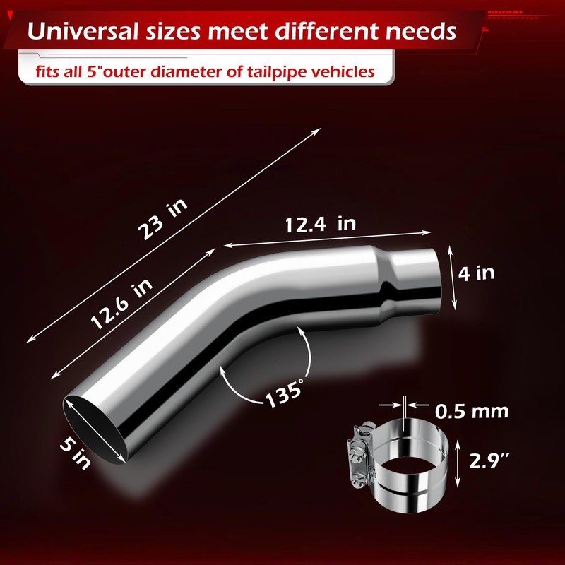 A-KARCK Turn Down Exhaust Tip 4.0" Inlet with a Clamp,