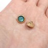 Aurora B-868 Glitter Button with Feet (Blue), Gold Border Buttons,