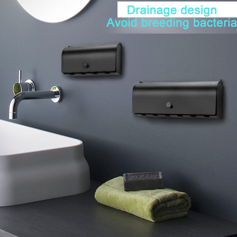 4-Slot Stainless Steel Toothbrush Holder with Cover - Wall Mounted,
