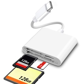 Gbformat USB C SD Card Reader TF CF Card Reader, Type C to SD/TF/CF Card Reader Adapter 3 Card Slots Memory Card Reader Micro SD Card Reader for 15/Pad/Laptop/Camera