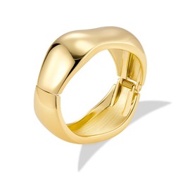 ALEXCRAFT Women's and Men's Gold Silver Chunky Cuff Bangle Open Chunky Design Bracelet Polished Wide Arm Cuff Minimalist Chunky Bangle for Women Men