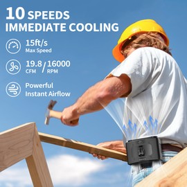 20000mAh Portable Waist Fan, Personal Fan Clip on with Rechargeable Battery operated, Dual Motors Upto 40H Cooling,10 Speeds,16000RPM Hands-Free Belt Neck Fan for Outdoor Jobsite Camping Travel