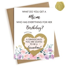 HAMUIERS Pregnancy Announcement for Grandma, Pregnancy Announcement Scratch Off Card for Mom Birthday, Baby Announcement for Grandma Baby Reveal for Mom from Son or Daughter