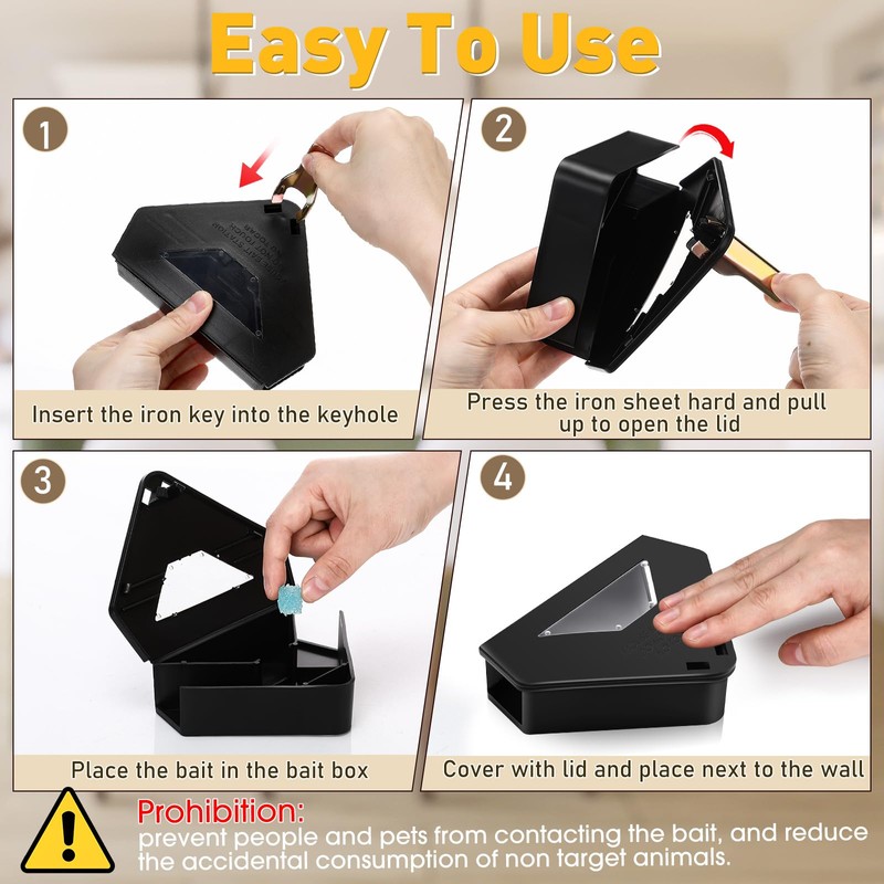 Qualirey 12 Pcs Upgraded Mouse Bait Station with Key &