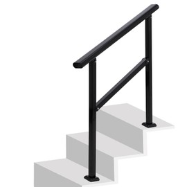 Garvee Outdoor Handrails Fits 1 to 3 Steps,Adjustable Height Stair Handrail 35"X 38",Integrated Design at Handrail,Staircase Handrail for Outdoor and Indoor Concrete, Porch, Mixed, Step,Brick Step