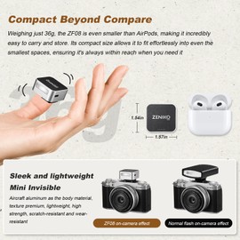 ZENIKO ZF08 Mini Camera Flash Speedlite Attachment Flash GN16.5 Power Levels CCT 6500 K ± 200 K with Universal Hot Shoe Mount for Sony/Canon/Nikon/Panasonic/Olympus (Silver, ZF08)