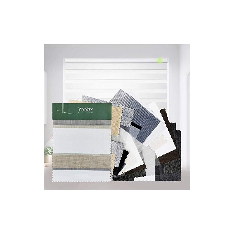 Yoolax Motorized Custom Zebra Blinds Dual Layer Sheer Shades Fabric