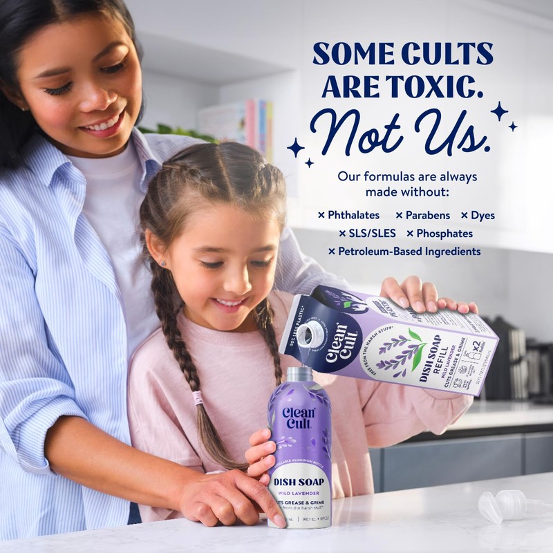 Cleancult Dish Soap Liquid Refills (32oz, 3 Pack) - Plant