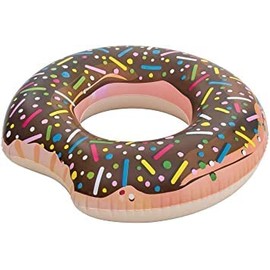 Doughnut Swim Ring - Brown Colour - Inflatable Donut Lounger Tube Float Pool Toy for party Party with a Thank You Sticker