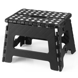 Unbranded Home Folding Step Stool Lightweight Step Stool with 9 Inch Height for Kids Black