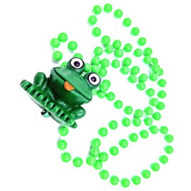 Rubber Frog Mardi Gras Bead Necklace New Orleans Party Favor Tags