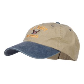 e4Hats.com US Navy Retired Military Embroidered Two Tone Cap - Khaki Navy OSFM