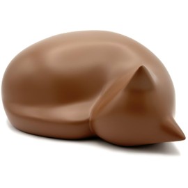 Brown Cat Urn, Cat Urn, Sleeping Cat Urn, Pet urn for Cats Ashes, Cremation cat urn, Funeral urn for Cats (Brown, Ginger, Orange, Wood)