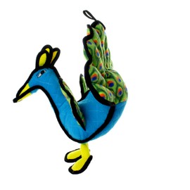 TUFFY - World's Tuffest Soft Dog Toy -Zoo Peacock- Multiple Layers. Made Durable, Strong & Tough. Interactive Play (Tug, Toss & Fetch). Machine Washable & Floats