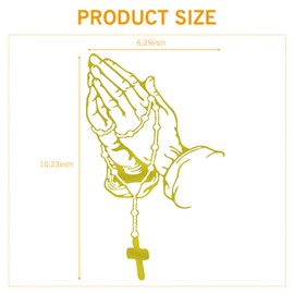 Anyhut 1 PC Praying Hand Decal Sticker, Premium Vehicle Decals, Praying Hands & Rosary Sticker - Car, Truck, Computer, Wall, Any Clean Smooth Surface - Vinyl Perfect for Bumper Stickers (Gold)