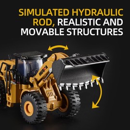 Qcar 1/50 Wheeled Loader Heavy Duty Construction Metal Bulldozer, Loder Vehicle Toys for Kids, Outdoor Sandbox Car Toys, Birthday Gift Toddler Boy Kid