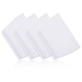 Mabor 4Pcs Plastic Tooth Notched Trowel Glue Spreader Textured Art Tools, DIY Graffiti Oil Painting and Drawing Play for Texture Art on Canvas Putty Acrylic Plaster Scraper Tool