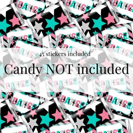 Dance on Over Dance Themed Birthday Party Mini Chocolate Candy Bar Sticker Wrappers, 45 1.4" x 2.6" Wrap Around Labels by Amanda Creation, Great for Party Favors