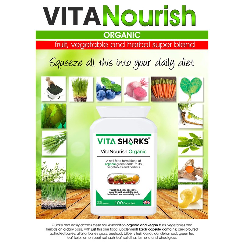 VitaNourish Organic. Nutrient-Dense Potent Vegan Whole Food Supplement for Total