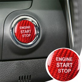 VKGUG Carbon Fiber Push Start Button Cover Compatible with Toyota Highlander Corolla Avalon Crown Vios CHR Alphard RAV4 Camry Prado FT-86 Engine Start Stop Button Cover Key Ignition Switch Cover Red