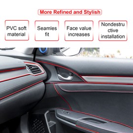 BOAOSI 16.4ft Car Interior Moulding Trim Car Decorative Filler Insert Strips with Installation Tool, Flexible Electroplating Decoration Styling Door Dashboard Strip