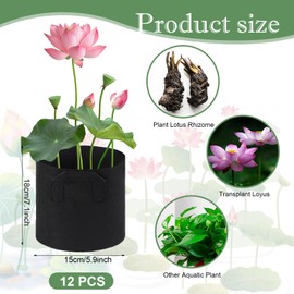 12Pcs Lily Plant Pots for Pond, Aquatic Pond Planter for Pond Durable Breathe Reusable Fabric Plant Bags for Aquatic Plants, Potato, Carrot, Onion, Flower (1 Gallon)
