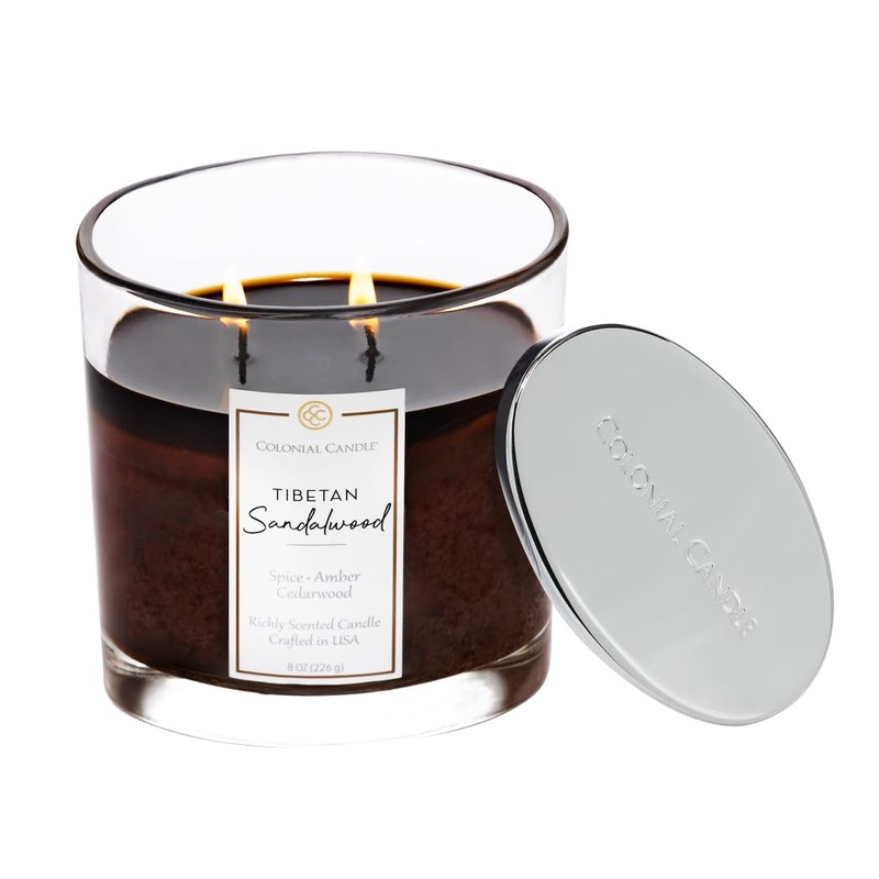 Colonial Candle Tibetan Sandalwood Scented Candle Jar, Highly Fragranced Candles