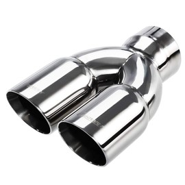 Upower Dual Exhaust Tip 3 Inch Inlet 3" outlet 9.5" Long Tail Pipe Double Wall Polished 304 Stainless Steel